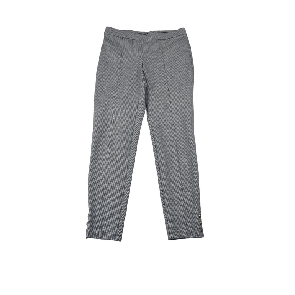 Talbots Ankle Pants Womens Small Black White Excellent Houndstooth Button Hem